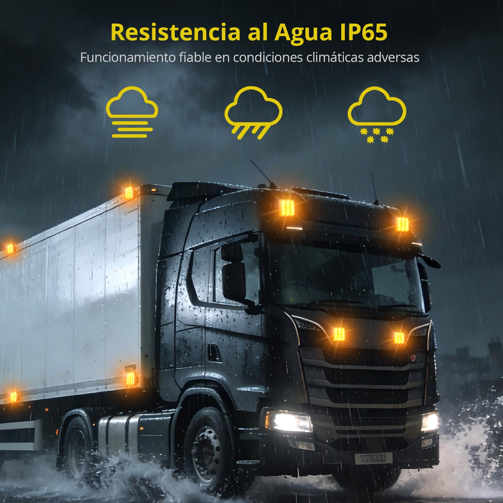 PROZOR Pilotos Traseros Remolque LED Ámbar 2PCS Luces Remolque Traseras Magnéticas Recargables Montaje Luces Traseras Vehículo Luz Emergencia Estroboscópica IP65 18 Modos Flash