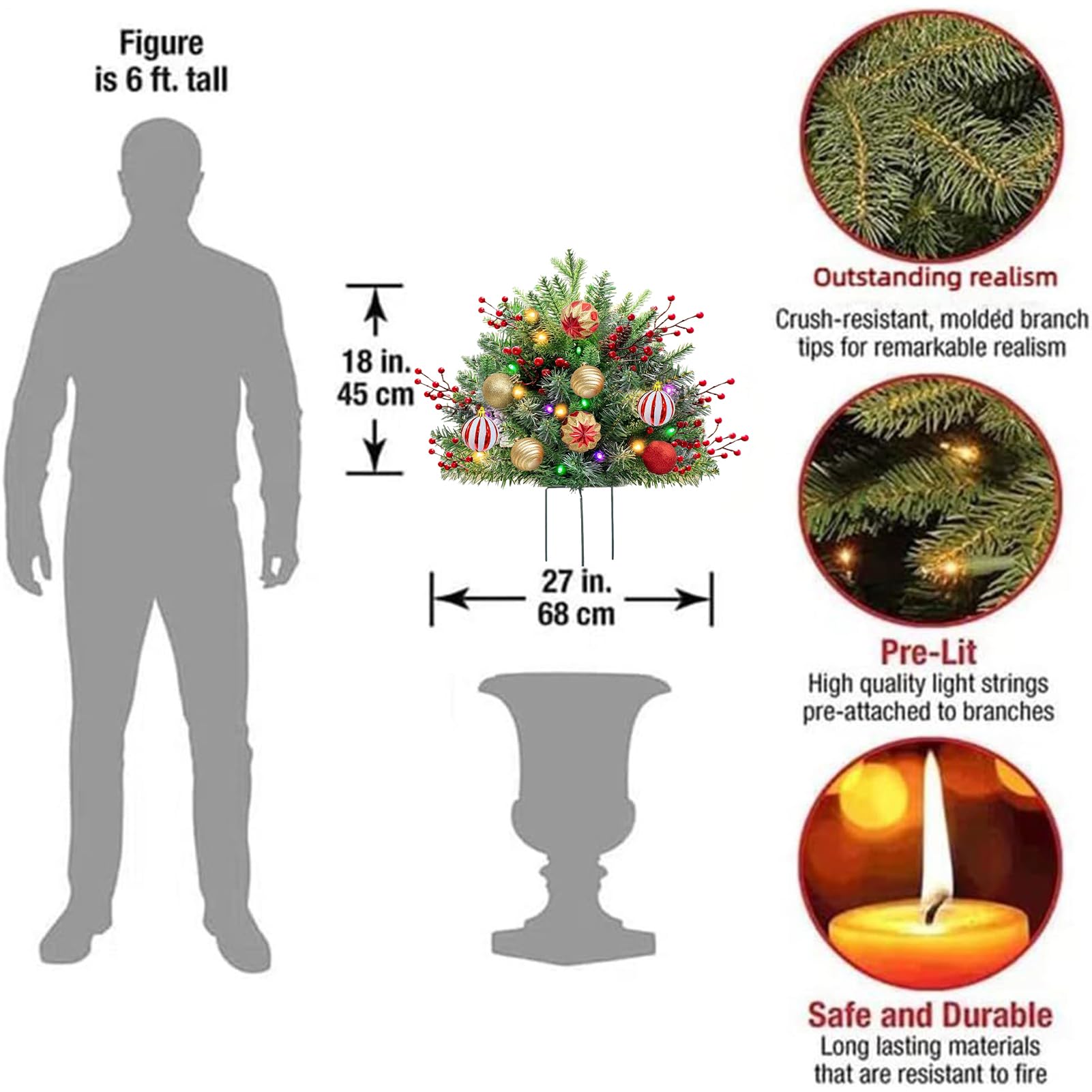 Maceta Navideña Porche Delantero Relleno para Macetas De Árbol De Navidad
