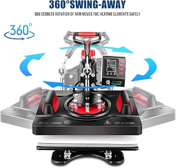 AKEYDIY 5 in 1 Heat Press Machine Professional Sublimation Machine 12 X 15 Swing Away Shirt Printing Heat Transfer Digital Industrial-Quality Heat Press Machine for T Shirts Mug Hat Plate