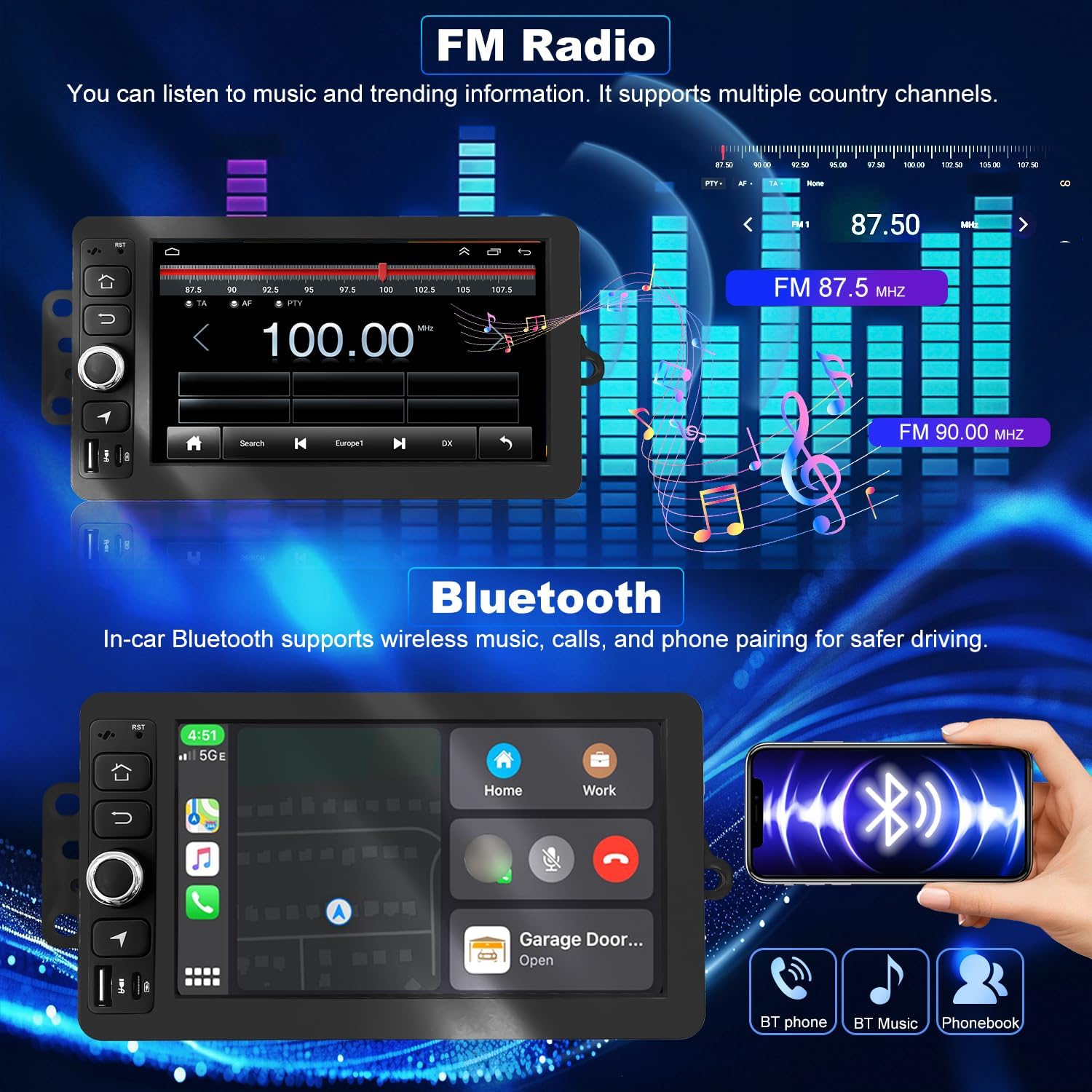 64G Upgrade Car Radio for Chevrolet Silverado 1500/2500/3500 2003-2006, GMC Sierra 1500/2500/3500 2003-2006, 7in Colorado Express Impala Stereo Touch Screen CarPlay Android Auto GPS FM Camera 5GWifi