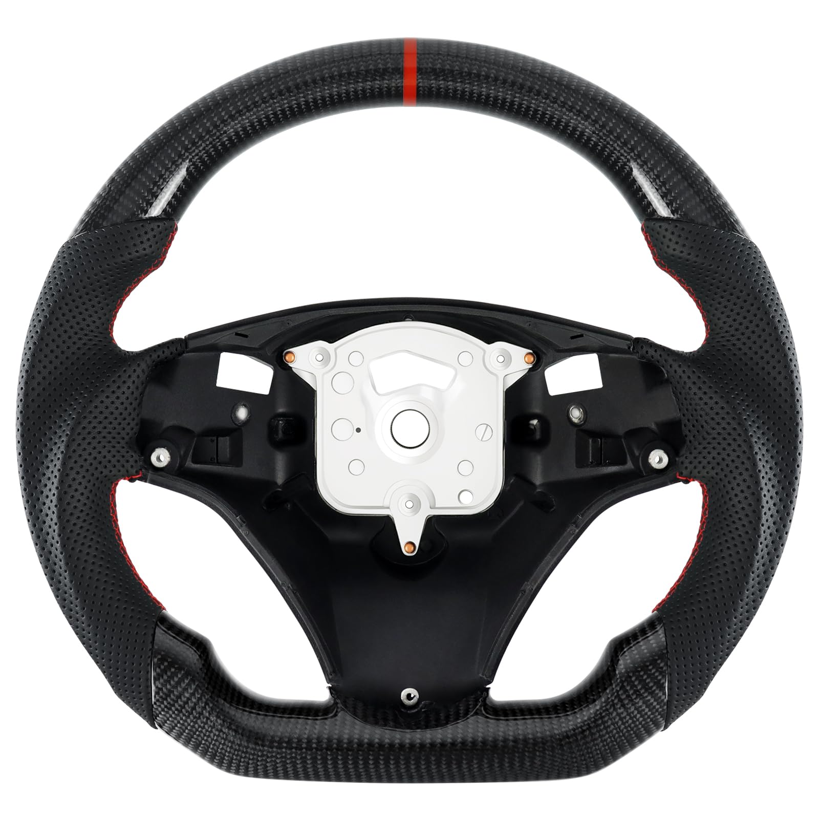 Volante de fibra de carbono real hecho a mano en forma de D con agujeros de paleta afilados para BMW M Sport 1/3 Series M3/E88 E90 E91 E92 E93 2005-2012