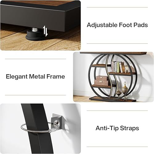 Miniatura 7 de Tribesigns Mesa de entrada de 47.24 pulgadas, consola industrial de 5 niveles con múltiples estantes de almacenamiento, mesas largas estrechas de