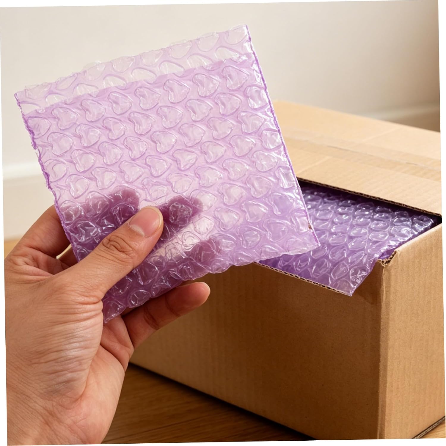 FUOYLOO 50pcs Heart-shaped Bubble Bags Shockproof Pouches for Secure Packaging and Shipping Protection