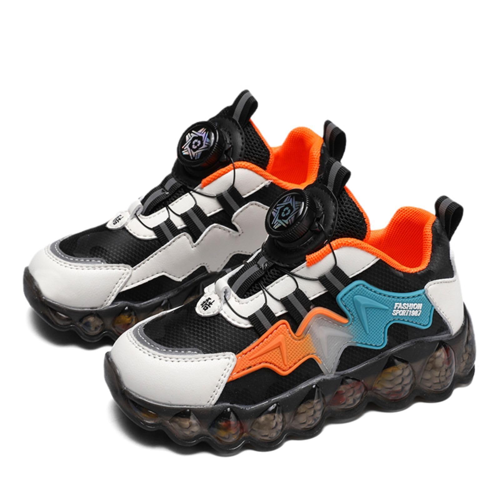 Neue Kinder Basketballschuhe Kinder Sportschuhe Twist Schnalle Turnschuhe Jungen und Mädchen Basketballschuhe, 8211 Orange, 32 EU