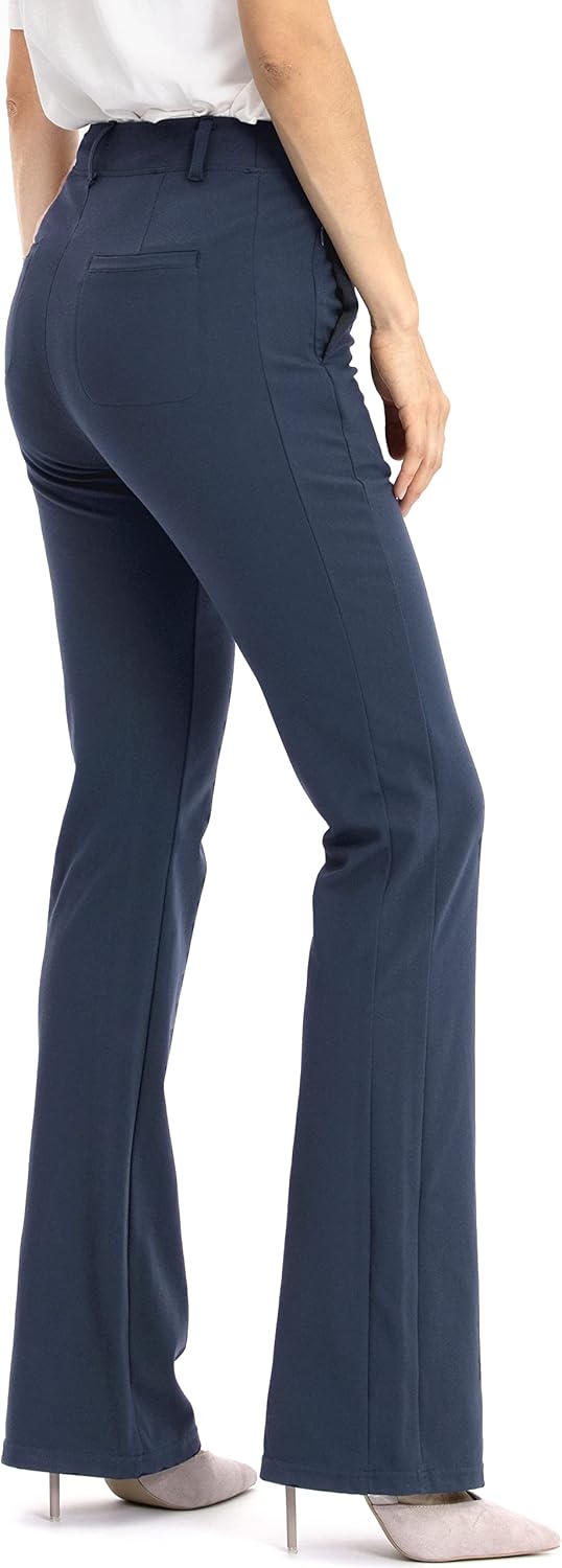 XELORNA Yogahose Damen Bootcut Anzughose Strechhose Gerades Bein Elegant Business Casual Hosen mit Taschen