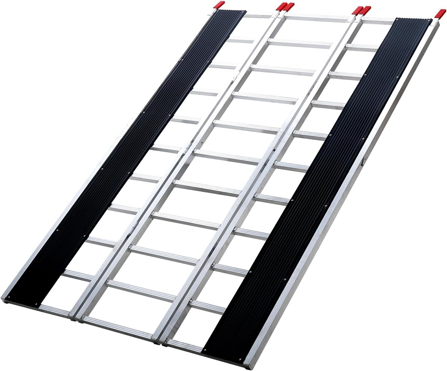 Photo 1 of Garvee Heavy Duty Snowmobile Ramp, 85" x 54" Aluminum Tri-Fold Loading Ramp, 1500 LBS Capacity for ATV/UTV/Motorcycle/Lawn Mower/Garden Tractor, Pickup Truck & Trailer Loading - Silver