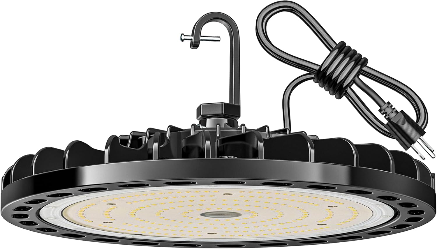 200W UFO LED High Bay Light, 28000 LM with US Plug 5ft Cable, 5000K, Commercial Outdoor Warehouse Shop Factory Barn Garage Area Lighting Fixture, Non-Dim