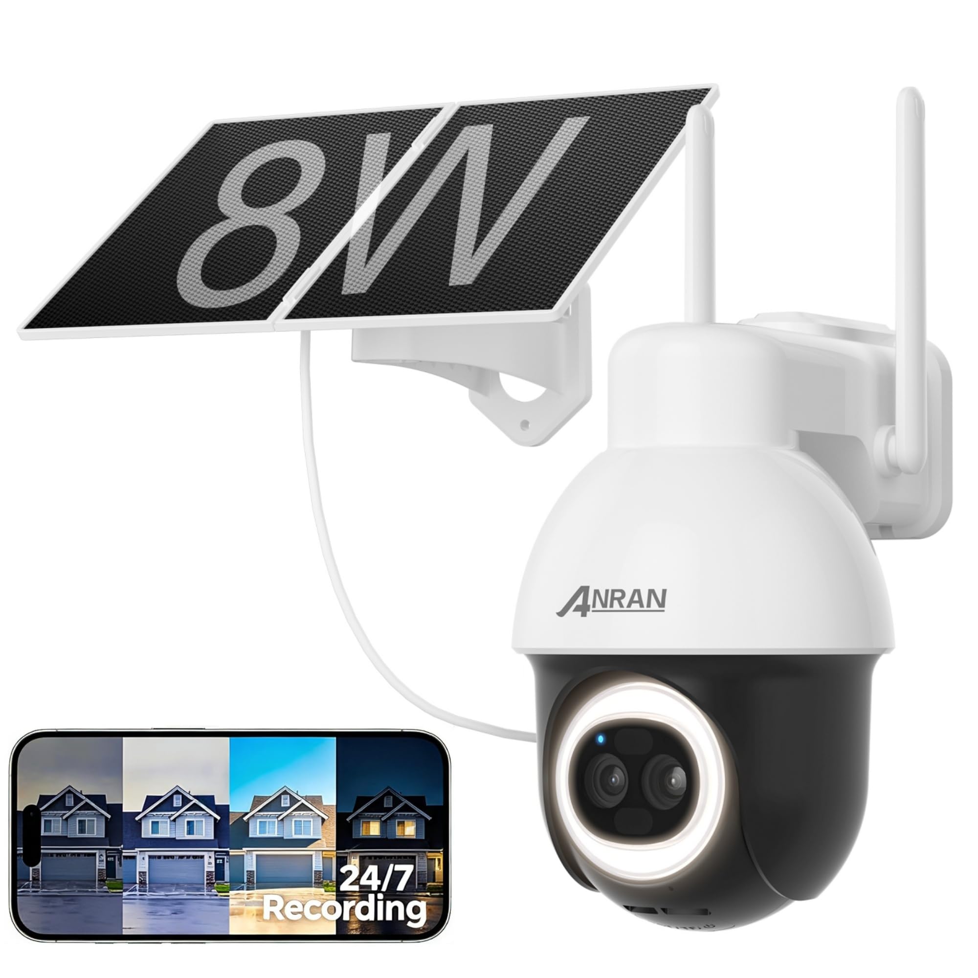 ANRAN 24/7 Recording Solar Security Camera Outdoor, AOV 5MP WiFi Wireless Cameras with 360° View, AI Auto Tracking,230FT Detection Distance,18X Optical Zoom, Color Night Vision, Compatible with Alexa | 5MP AOV WiFi Wireless Cameras,360° View, 230FT Detection Distance, 18X Optical Zoom, Color Night Vision,Work with Alexa-image-9