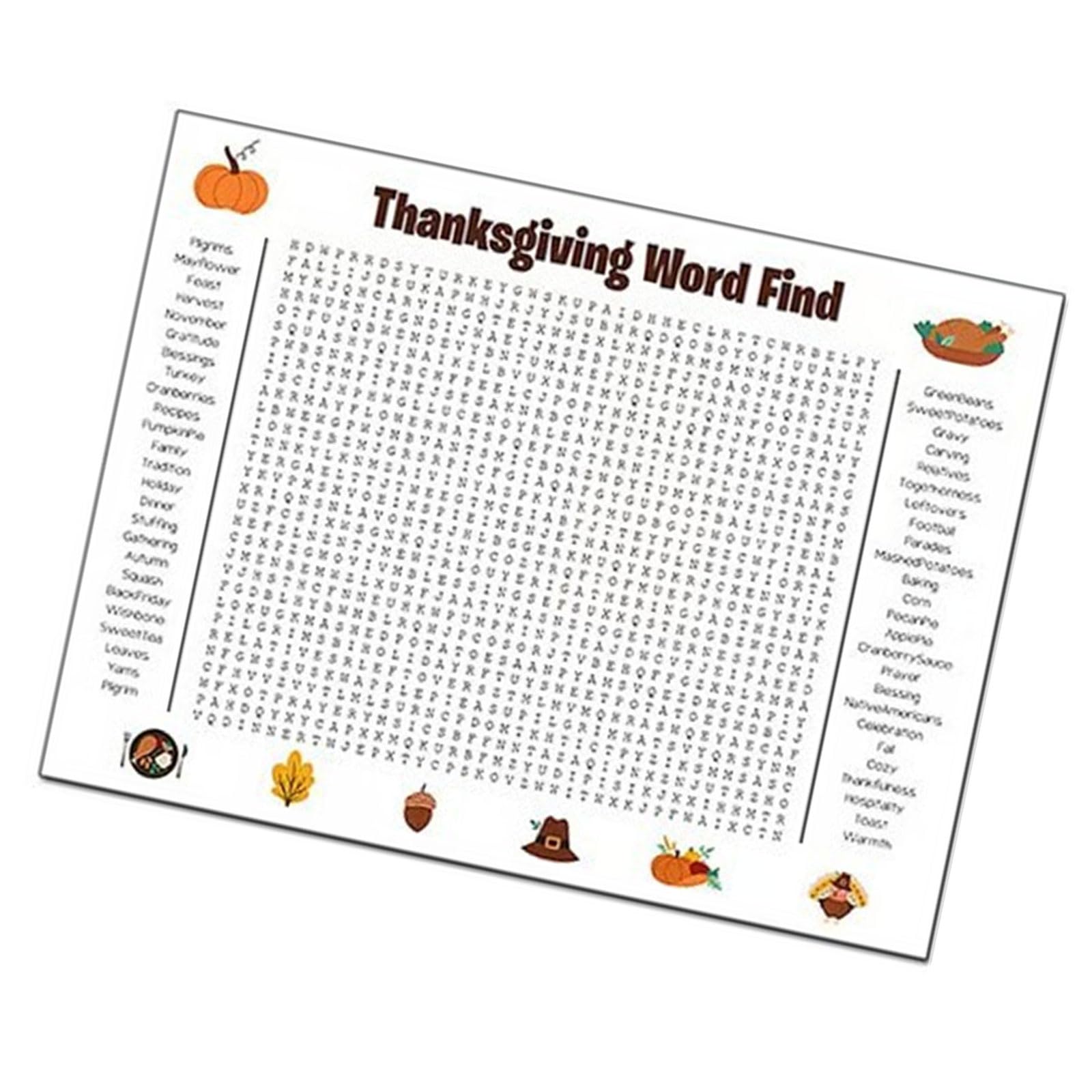 Piceioep Giant Thanksgiving Word Search Poster: Interactive Holiday Party Wall Game for Adults, Family & Classroom Activities Holiday Party Activity Word Find Puzzle Poster