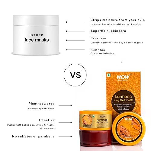 Miniatura 4 de WOW Skin Science - Máscara facial de arcilla de cúrcuma  Máscara iluminadora, rejuvenecedora y limpiadora para una tez uniforme sin espinillas,