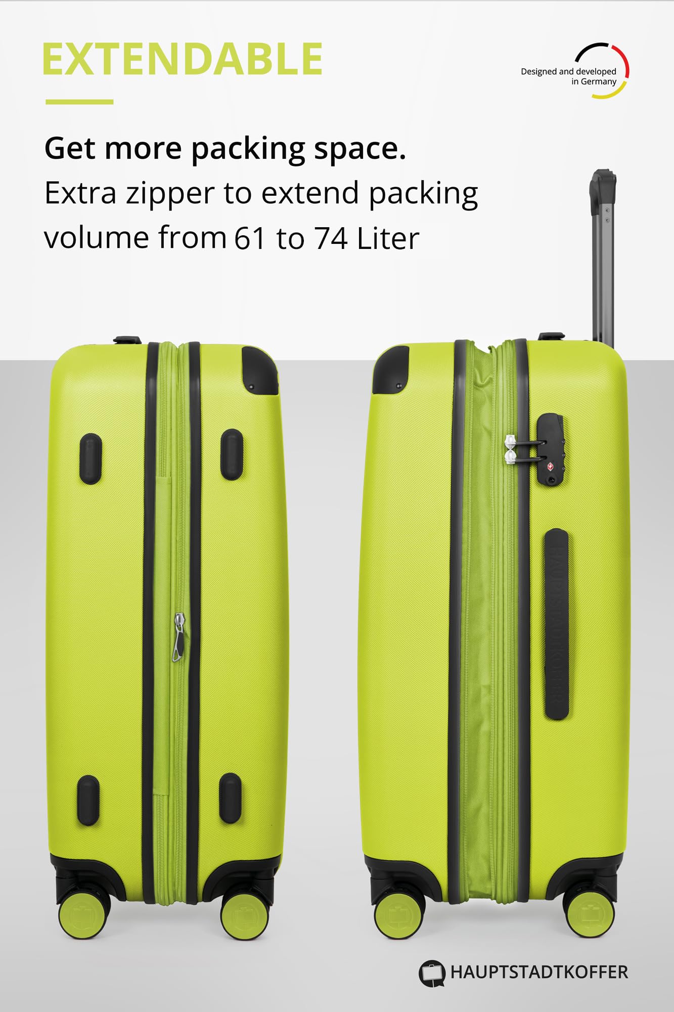 HAUPTSTADTKOFFER - Spree - Maleta rígida, Trolley expandible, Equipaje de Viaje, 4 Ruedas Dobles, TSA, 65 cm, 74 litros, Champán — view 280