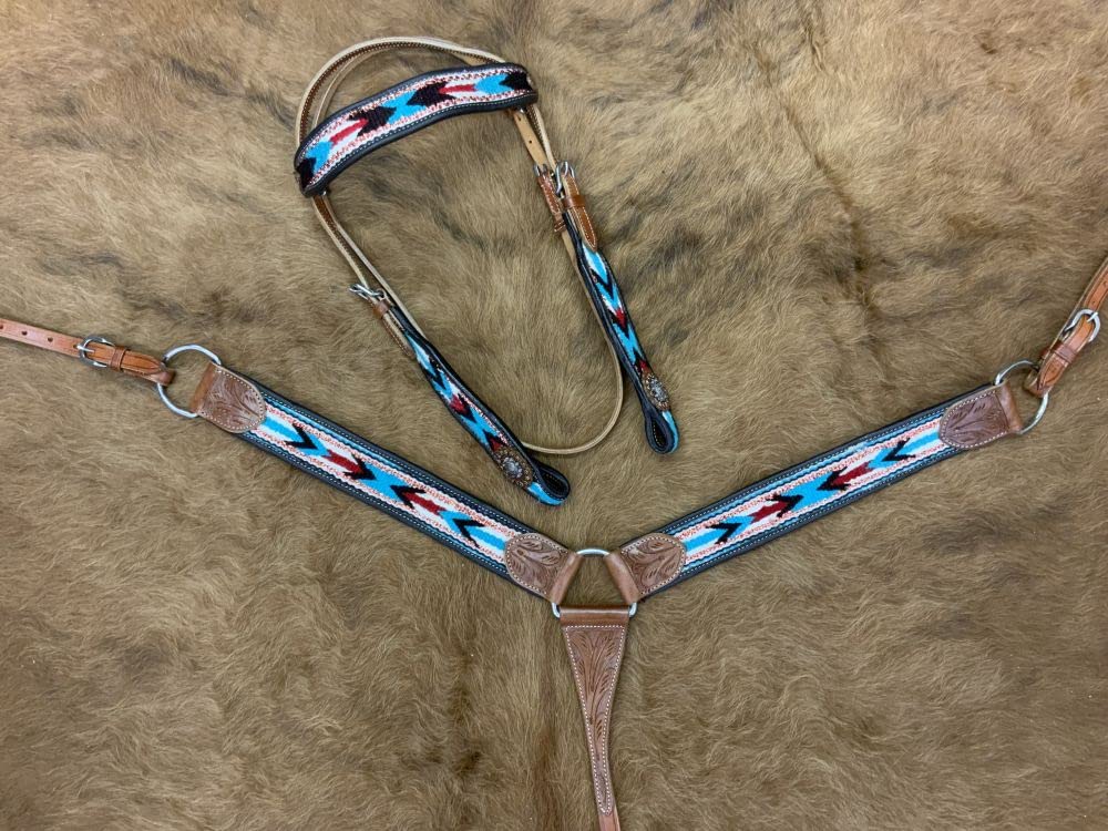 Showman Southwest Serape Print Leather Wither Strap
