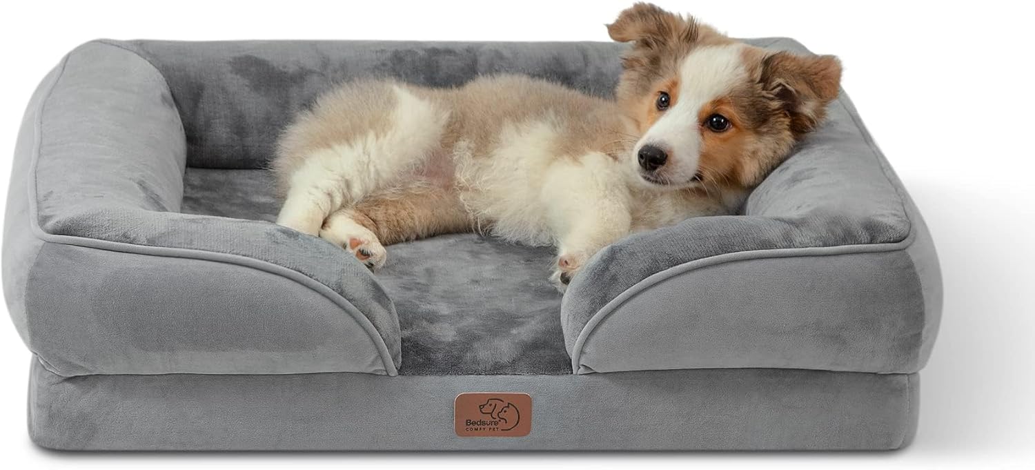 Bedsure Orthopedic Dog Bed Medium Size Dogs - Washable Small Medium Dog Cat Bed Waterproof
