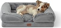 Bedsure Orthopedic Dog Bed for Medium Dogs & Cats - Waterproof Washable Pet Sofa Bed, 28x20 Grey with Nonskid Bottom & Bolster Support