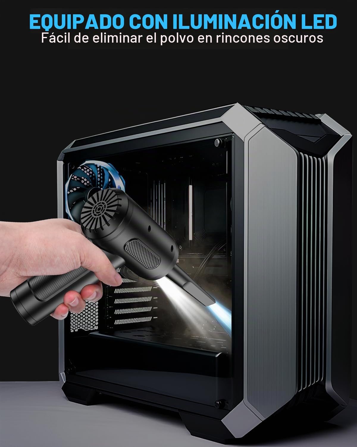 Soplador de Aire para pc, 3 Velocidades 91000 U/min Aire Comprimido Limpieza pc Air Duster, Plumero Electrico USB Recargable con batería de 6000mah para computadora portátil, Teclado, automóvil