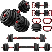 Adjustable Dumbbell Set, 20/30/45/70/90lbs Free Weight Set With Double Locknut, 5-in-1 Dumbbells Set Includes Barbell, Kettlebells, Push up Stand, Weight Plate, Fitness Exercise for Home Gym Suitable Men/Women
