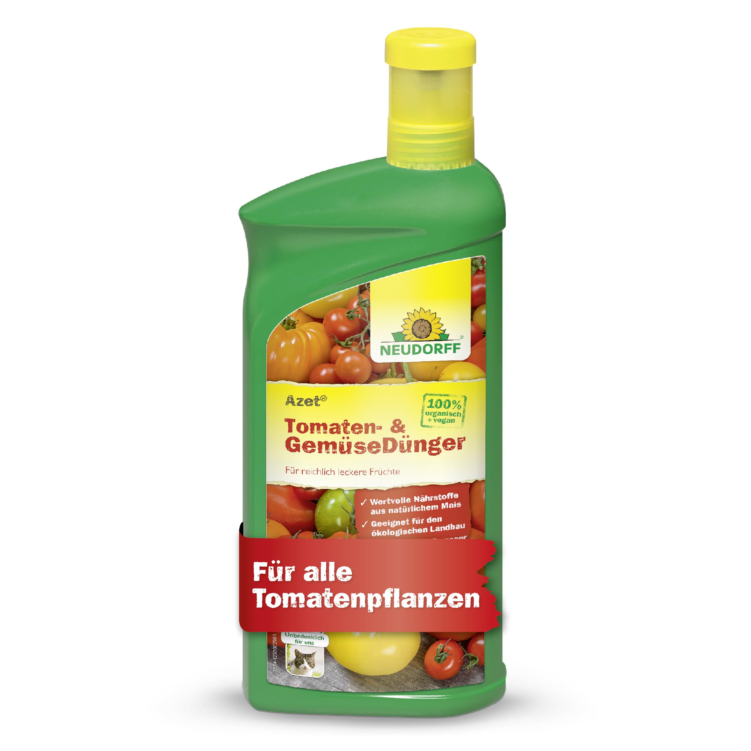 Neudorff Azet Tomaten- und GemüseDünger - 100% natürlicher Bio Dünger für aromatische Tomaten und Gemüse in Balkonkasten, Kübel und Beet, 1 Liter