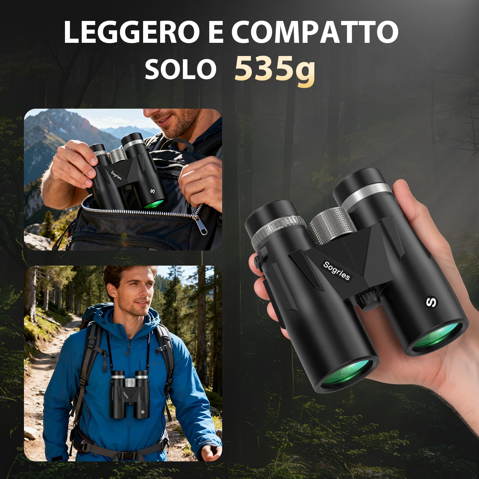 Binocolo 12x42 Professionale BAK4 Alta Definizione con Smartphone e Treppiede, Impermeabile per Birdwatching, Caccia e Escursionismo | BAK4, FMC, impermeabile, a prova di nebbia, ad alta potenza, per bird watching, escursionismo, viaggi