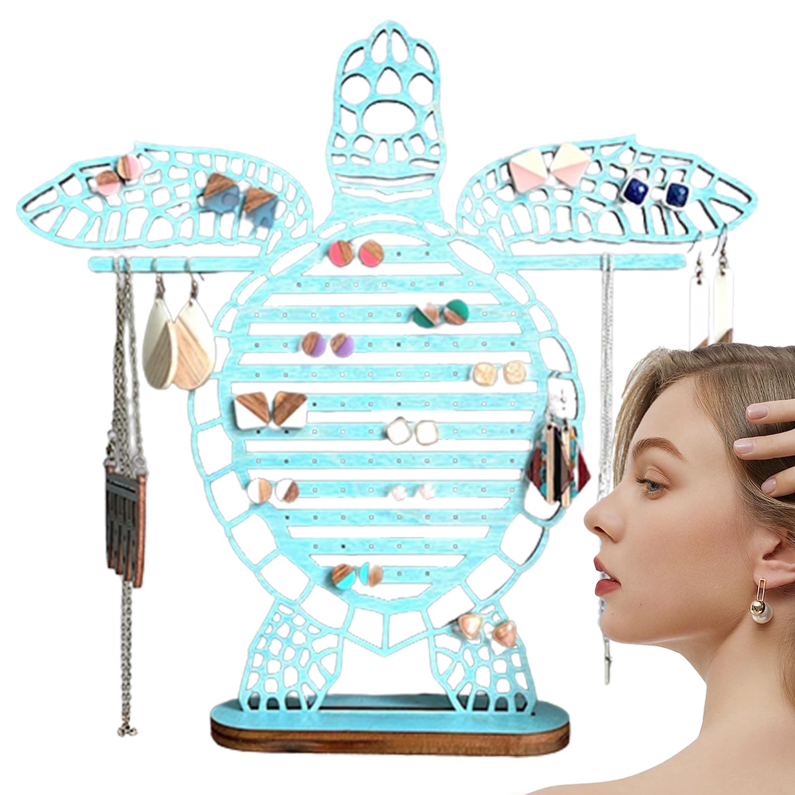 Cintre de rangement en bois tortue, le cadeau idéal pour organiser les bijoux des filles