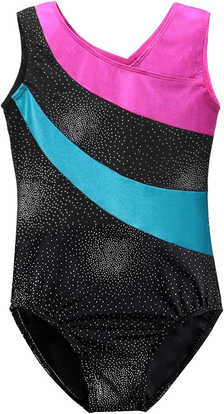 Leotards for Girls Gymnastics Toddler Dance Clothing Ballet Tutu Sparkles Black Blue Purple Colorful Ribbons