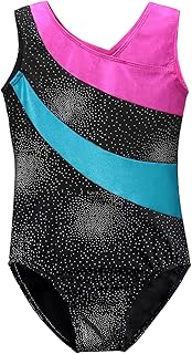 DAXIANG Leotards for Girls Gymnastics Toddler Dance Clothing Ballet Tutu Sparkles Black Blue Purple Colorful Ribbons