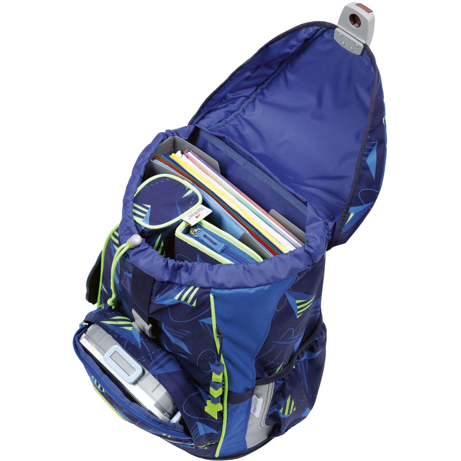 DerDieDas Schulranzen ErgoFlex Light LED Set 6-teilig Moon Mission blau