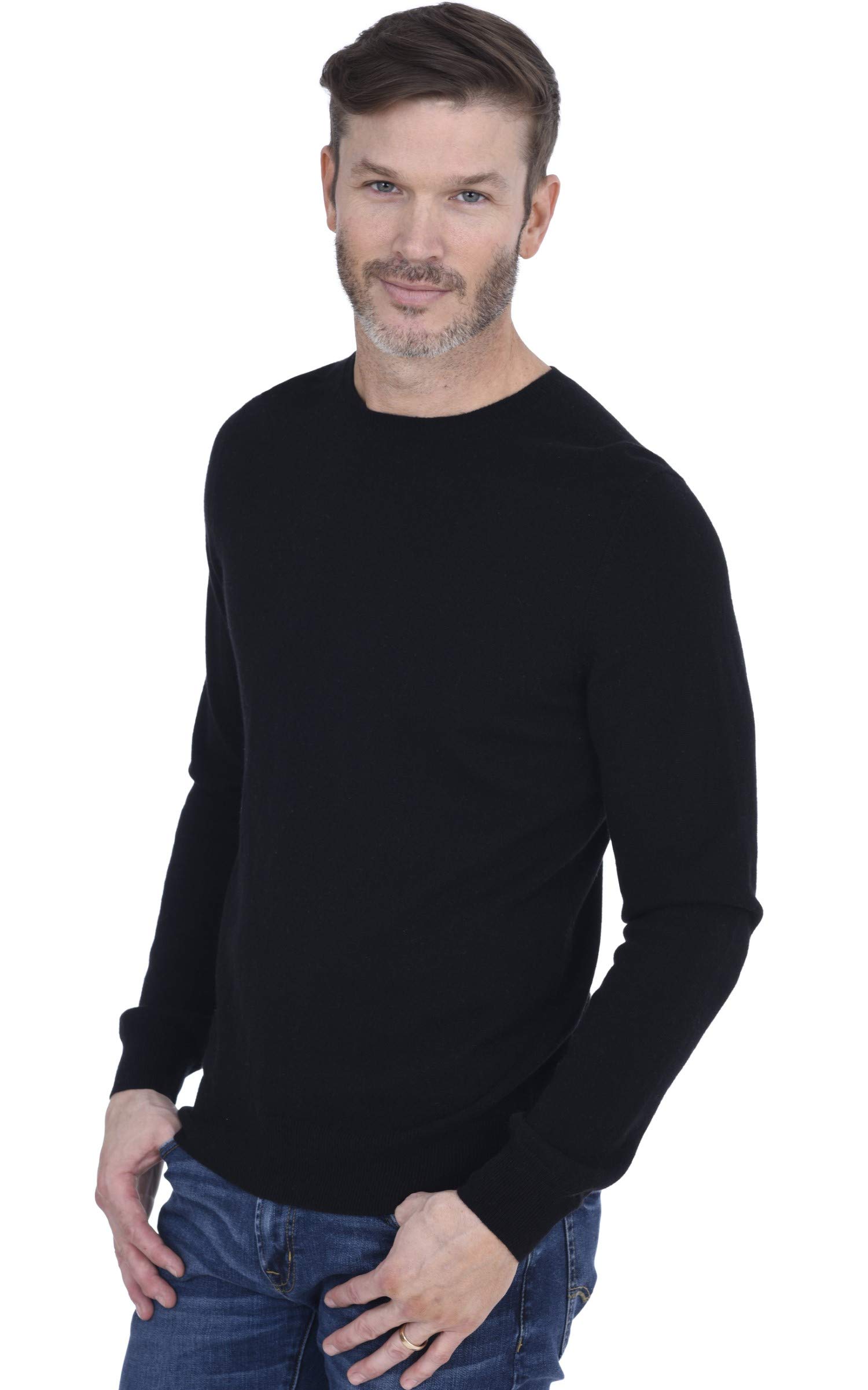 Cashmeren Men's Basic Crewneck Sweater 100% Pure Cashmere Long Sleeve Round Neck Pullover
