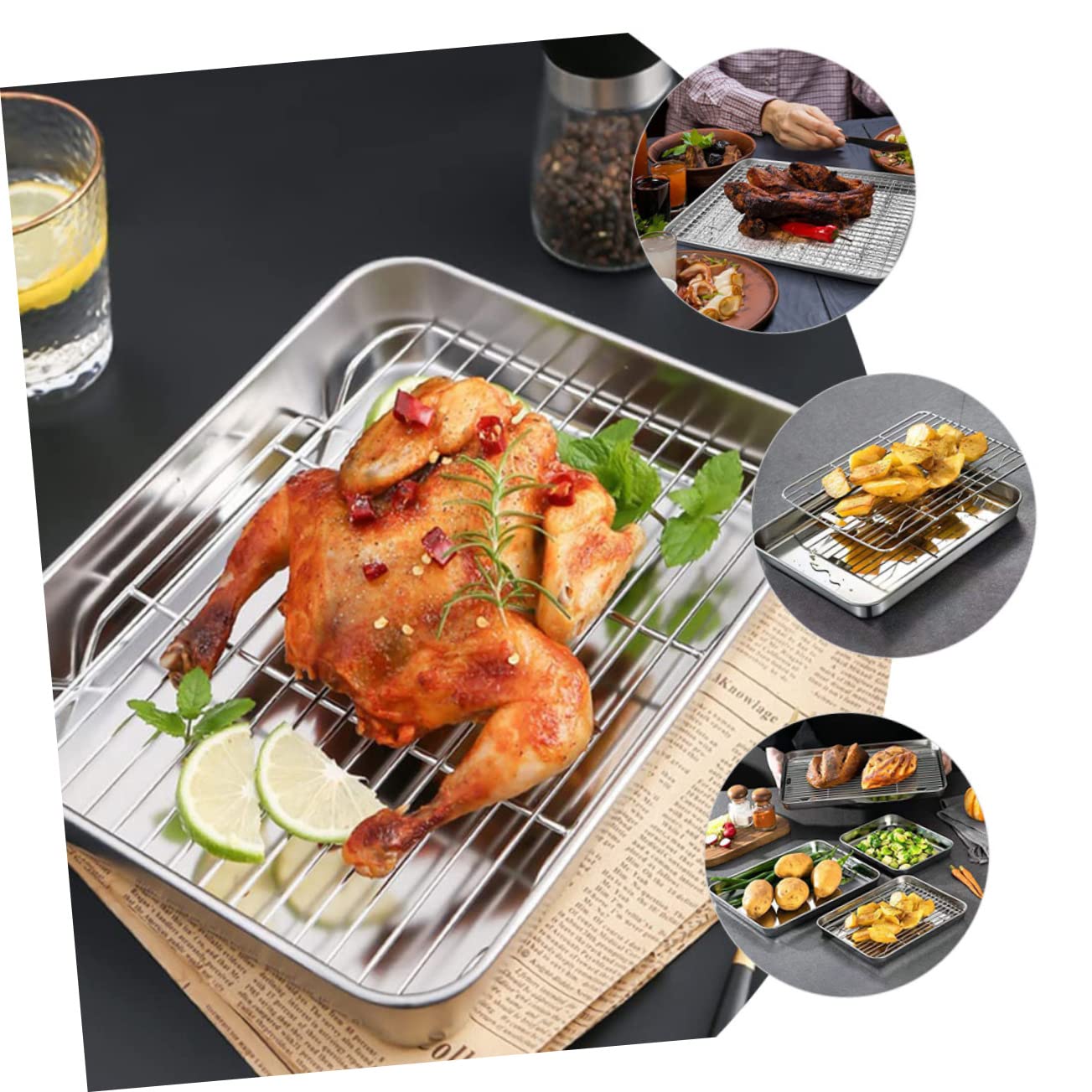 Cabilock Bandeja Para Hornear Para Acampar Accesorio Para Hornear Rejilla De Alambre Inoxidable