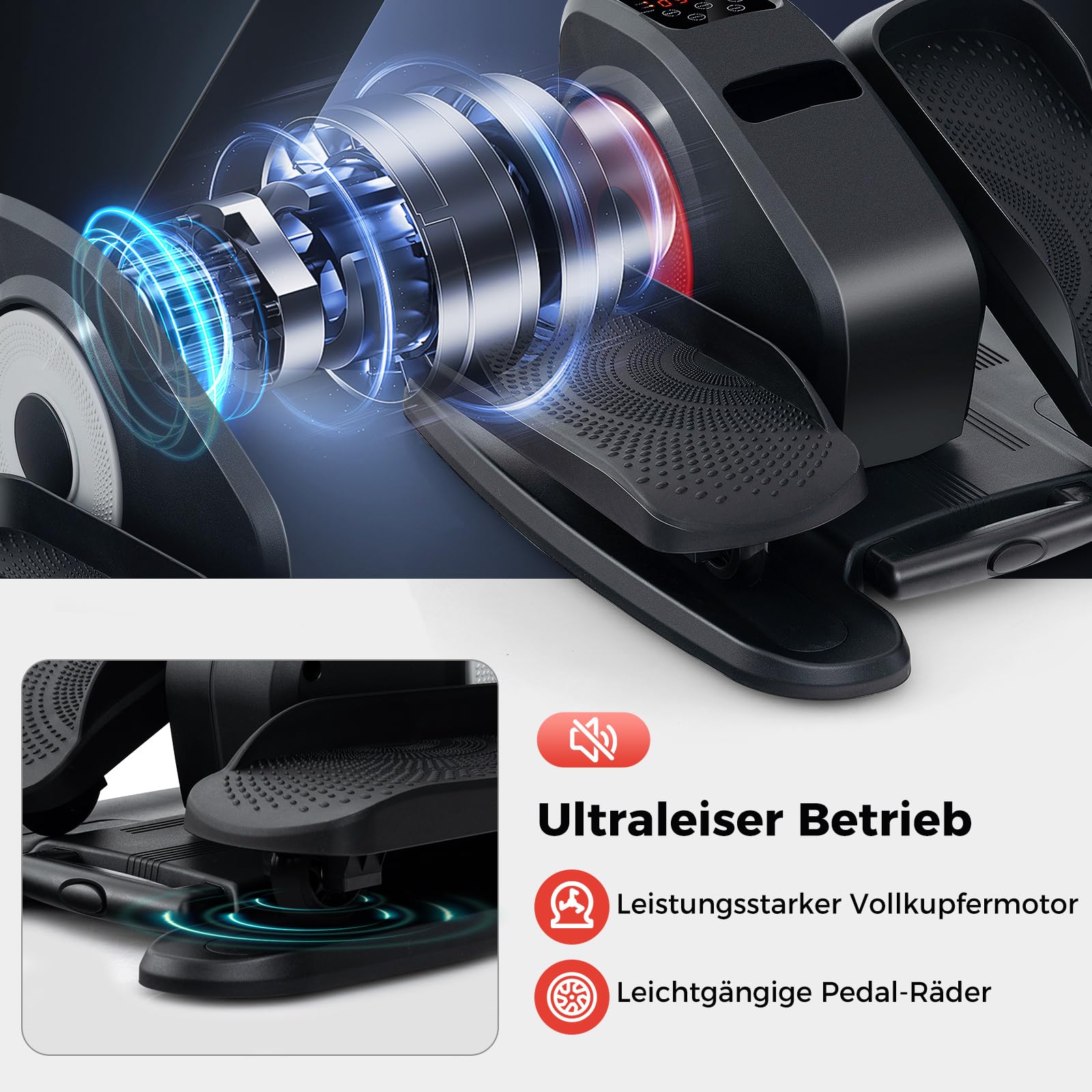 COSTWAY Ellipsentrainer unter den Schreibtisch, elektrischer Pedaltrainer mit Anzeigemonitor & Fernbedienung, Bewegungstrainer Stepper für Bewegung, Sitzende Pedal Exerciser für Zuhause Büro (Rot)
