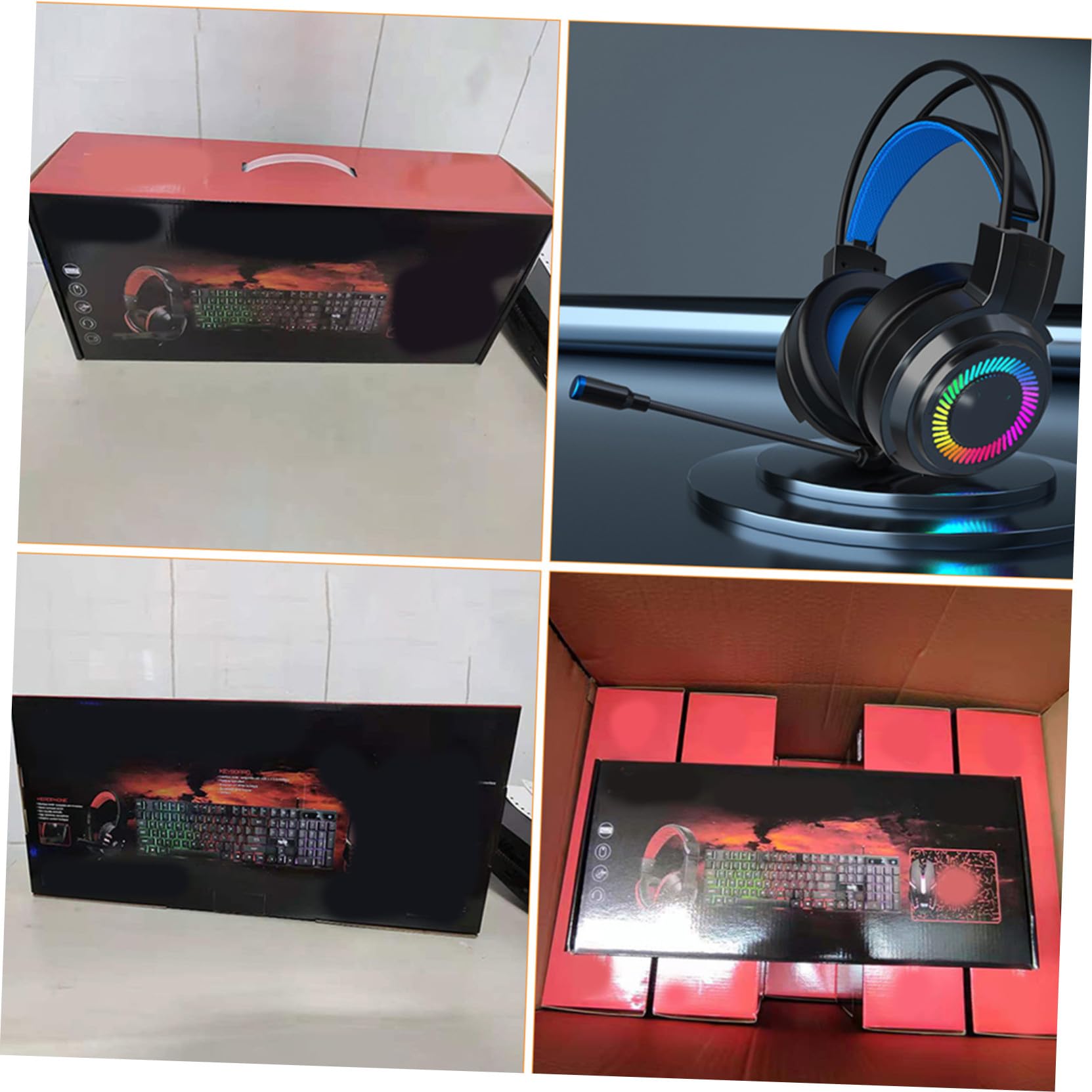 Combo de Teclado, Ratón y Auriculares para Juegos USB 2.0 | Abs Negro, 104 Teclas y 4 Botones, Conector 3.5mm y Altavoz de 50mm, 1 Set