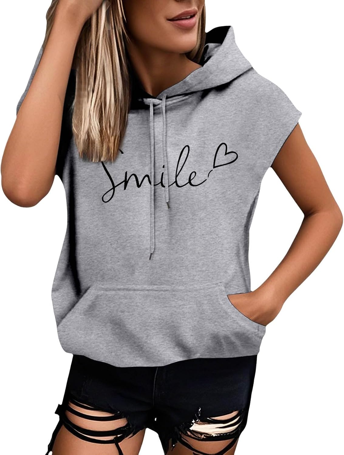 Débardeur Femme Sport Sans Manches à Capuche - Crop Top Respirant Fitness Yoga Running