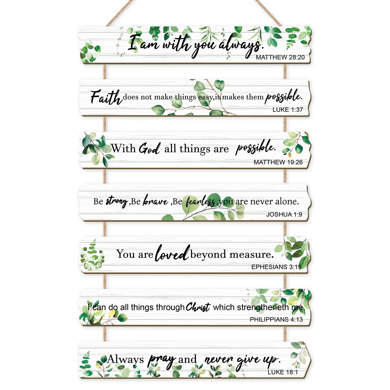 HPNIUB Bible Verse Wood Sign,Green Leaves Christian Wall Art,Bible Verse Wooden Plaques(28x4.3cm),Inspirational Plaque Wall Decor Farmhouse Christian Accessories for Home,Kitchen,Office Decor