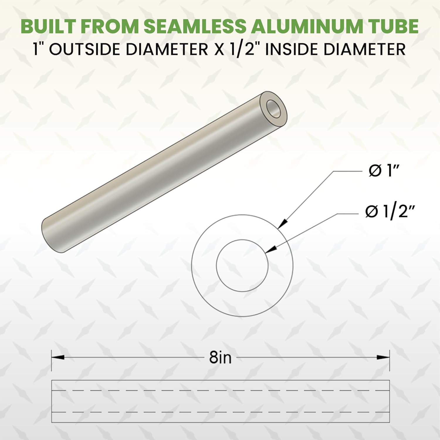 Aluminum Spacer 1" OD x 1/2" ID 8" Round Spacer Unthreaded Standoff Bushing Plain Finish, Fits Screws Bolts 1/2" or M12 by Metal Spacers Online (4 Pack)