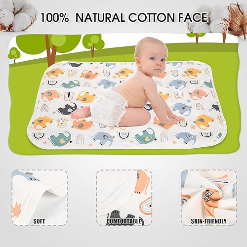 Miniatura 2 de Cambiador de pañales para bebé, 21 58 x 31.5 pulgadas, impermeable, reutilizable, suave y absorbente, cambiador portátil (elefante, 1 unidad)