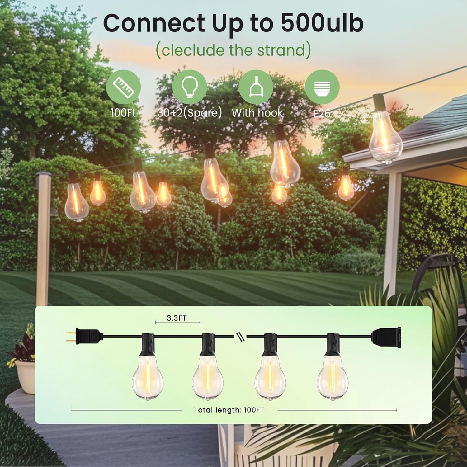 Illuminate Your Outdoors: 100FT Waterproof LED String Lights Review