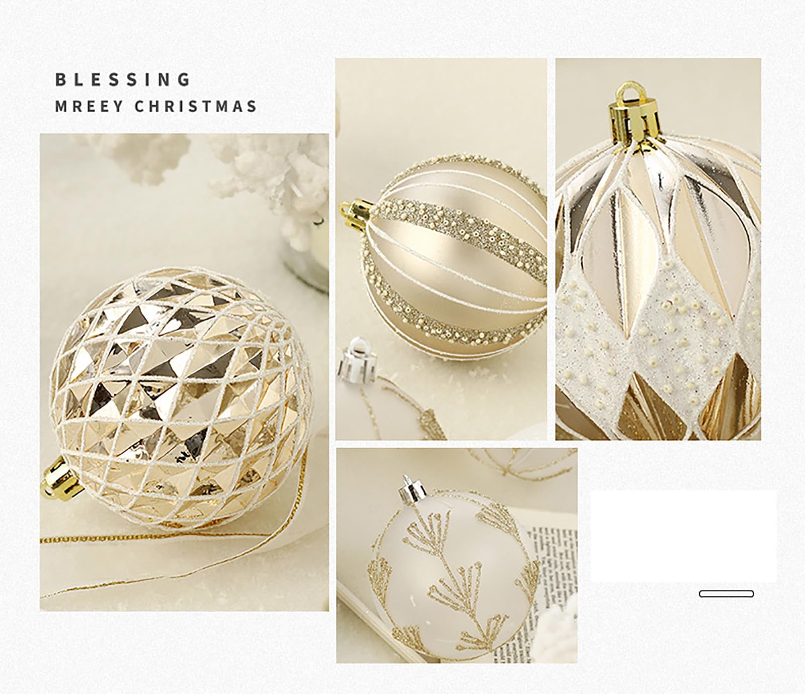 クリスマス オーナメント ボール 18個セット ツリー 装飾 ツリー オーナメント ボール 8cm 12個セット XO2023-06 ゴールド 金