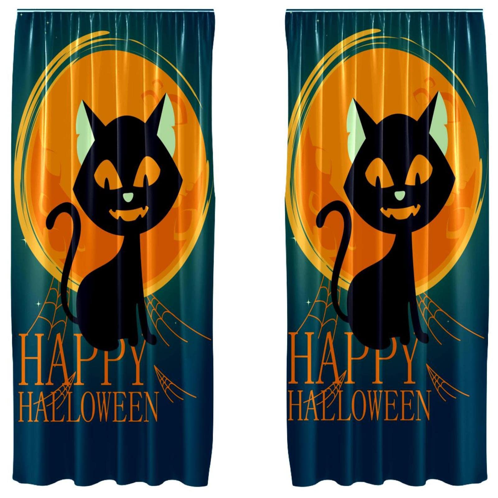 Cortinas opacas infantiles de 55 x 84 pulgadas con estampado de gatos para Halloween