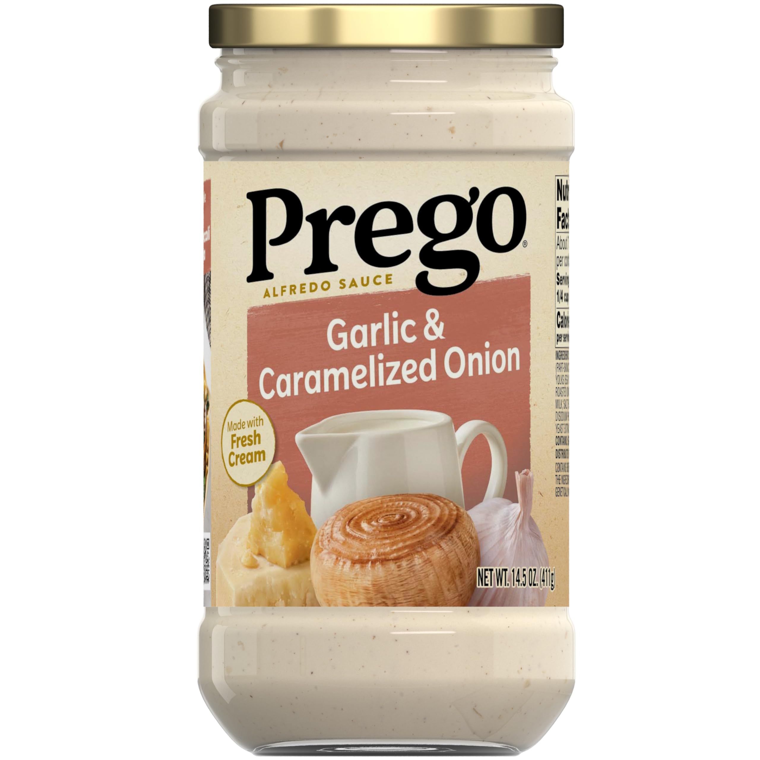 Prego Garlic and Caramelized Onion Alfredo Pasta Sauce, 14.5 oz Jar