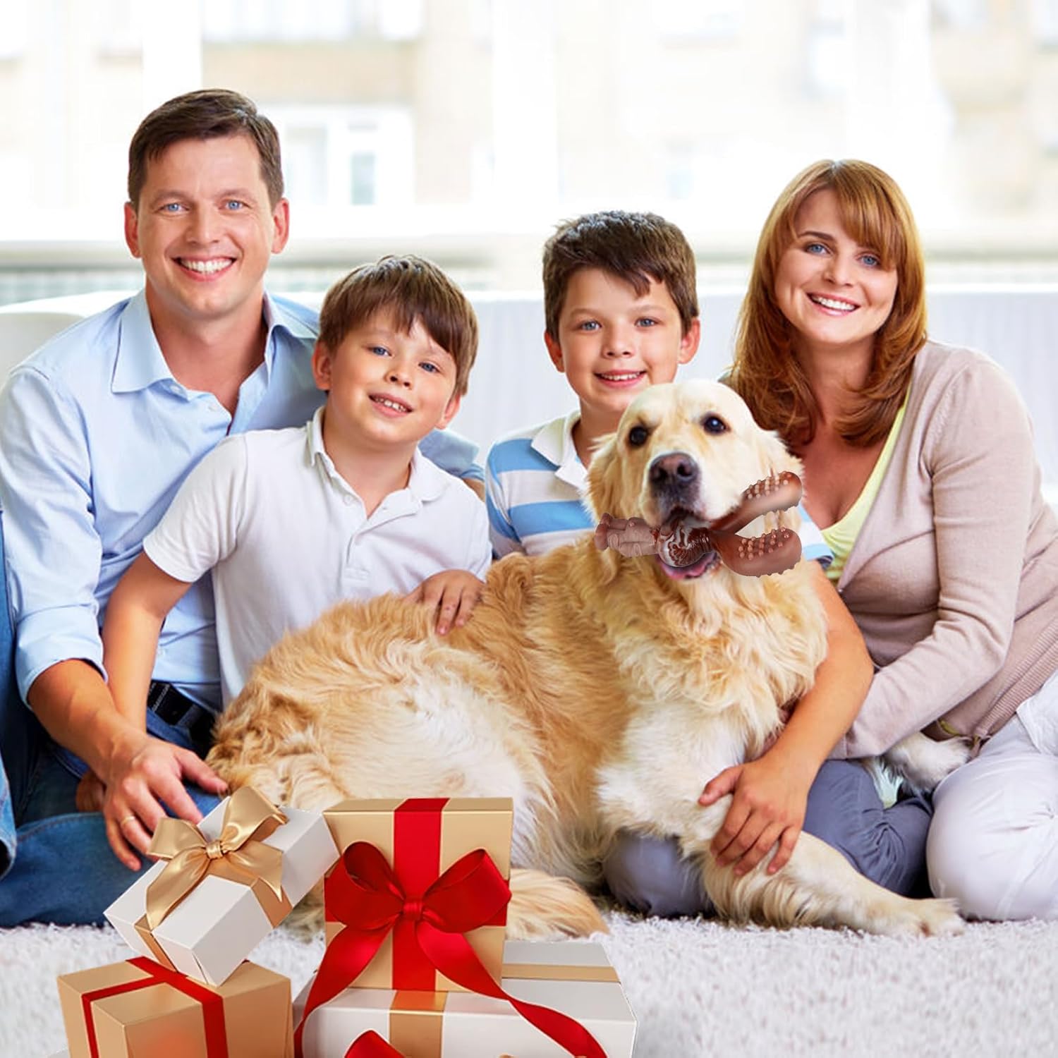 Mapneng Indestructible Dog Toys for Aggressive Chewers, Long Lasting Beef Flavour Nylon Dog Chew Toys, Tough Dog Toys for Medium and Large Dogs, Teeth Brushing and Boredom Brearking (Rabbit) 8