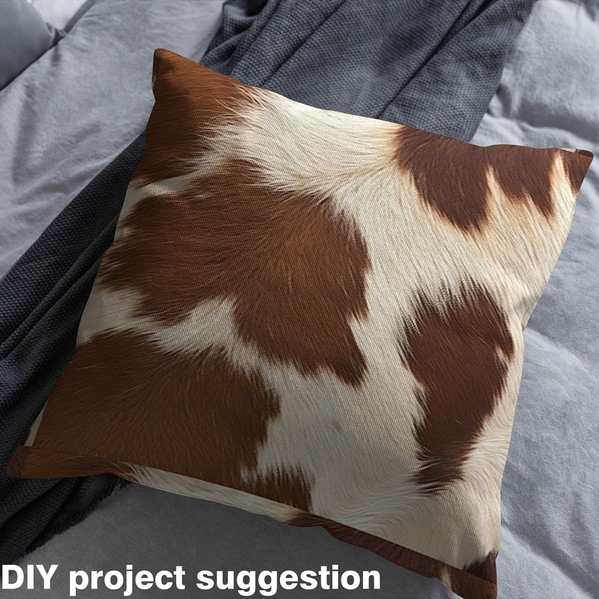 Erosebridal Cowhide Fabric by The Yard (Not Real Cowhide Just Print), 3D Wildlife Upholstery, DIY Cattle Animal Cow Waterproof Indoor Outdoor Decorative Fabric, Brown White, 3 Yards