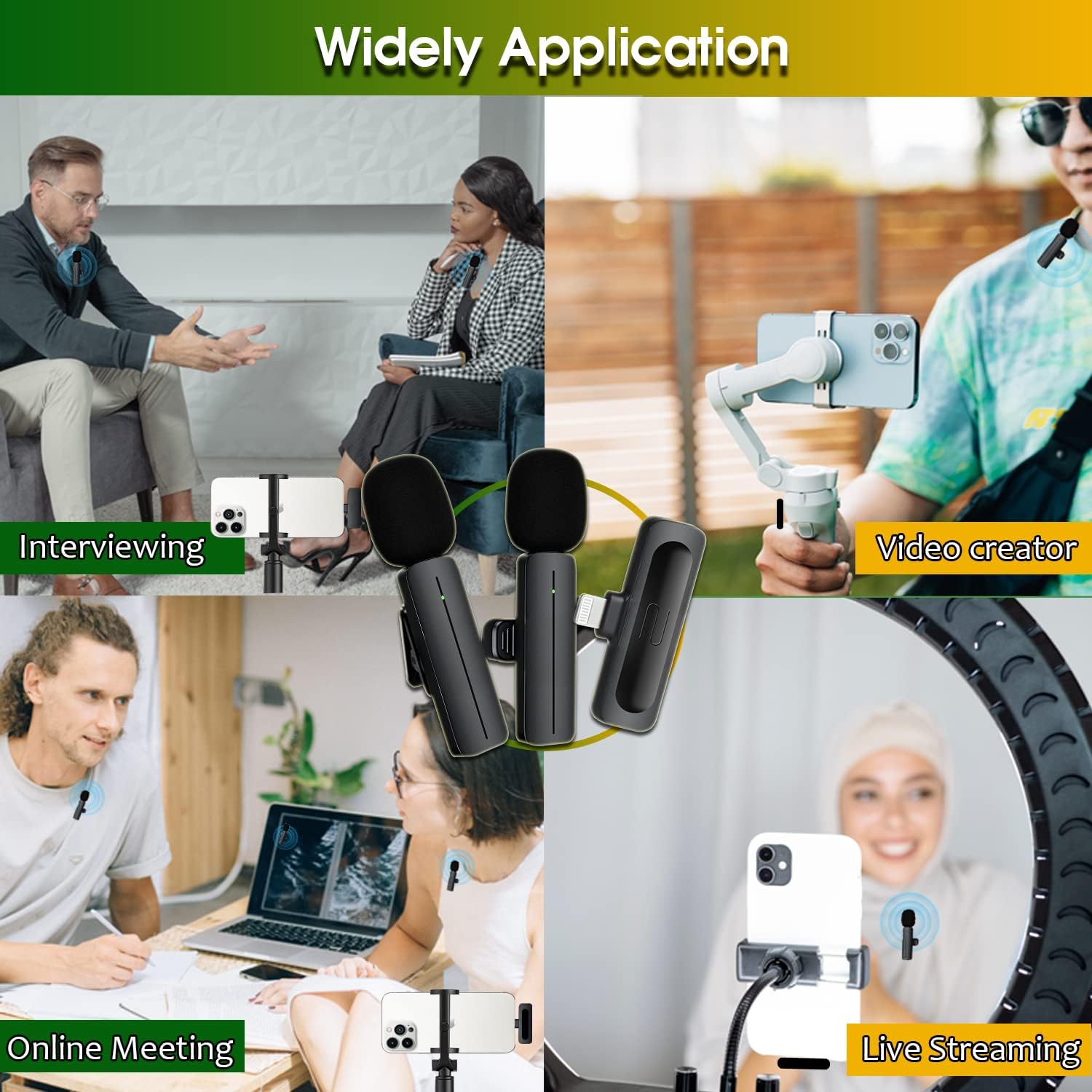 2 Pack Wireless Mini Lavalier Lapel Microphone for iPhone,iPad - Cordless Double Mics Plug and Pick-up 2.4G Ultra-Low Delay Built-in Noise Reduction Chip 5H Working Time for Two-Person Creator : Musical Instruments