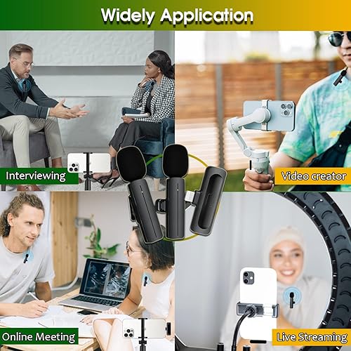 Miniatura 7 de Paquete de 2 mini micrófonos inalámbricos de solapa Lavalier para iPhone, iPad  Enchufe de micrófono doble inalámbrico y recogida de 2.4 G con