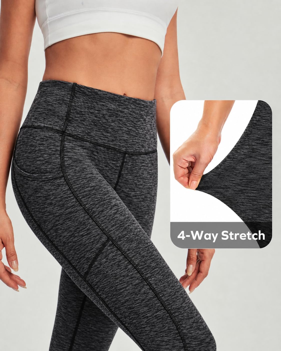 Heathyoga Fleece Lined Leggings with Pockets for Women Thermal Yoga Pants