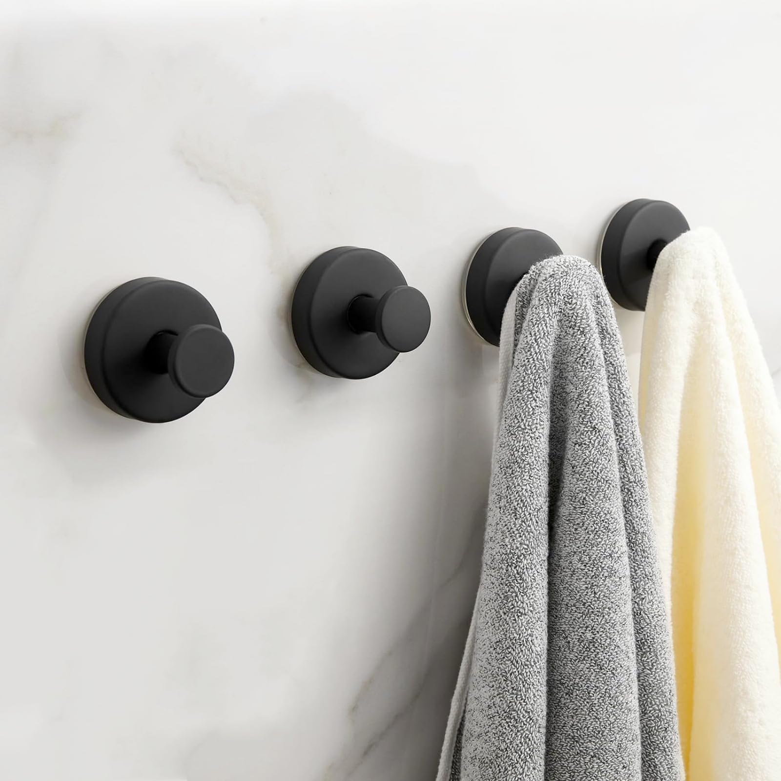 Gancio a ventosa, 4 pezzi, portasciugamani con ventosa, gancio per asciugamani argentato, riutilizzabile, gancio a ventosa extra forte, impermeabile, per bagno e cucina