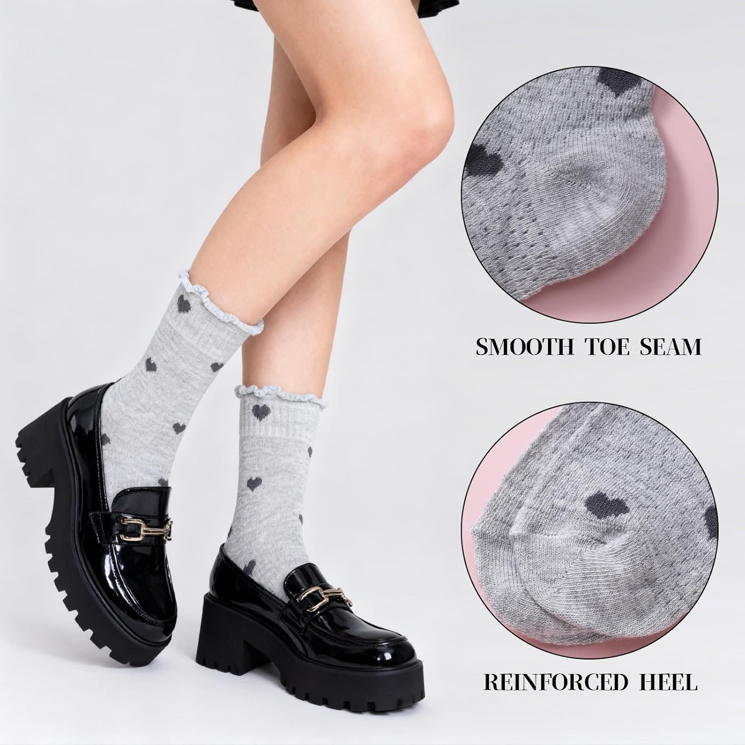 6 Pairs Cute Ruffle Ankle Sock Women's Ruffle Socks Turn-Cuff Frilly Sock Mesh Breathable Thin Socks Knit Cotton Crew Ankle Sockes Gifts for Women, Girls - Image 6