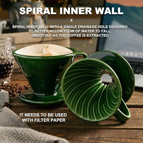 Miniatura 5 de Gotero de café con 1 agujeros, cono de filtro lento de fondo plano 01 para viajes, camping, oficina, hogar, portátil, fácil de preparar manualmente,