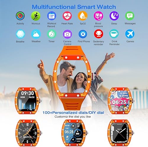 Miniatura 4 de Reloj inteligente para hombre, funda de cristal de moda, rastreador de actividad con monitor de frecuencia cardíacasueño, IP68 impermeable, pantalla