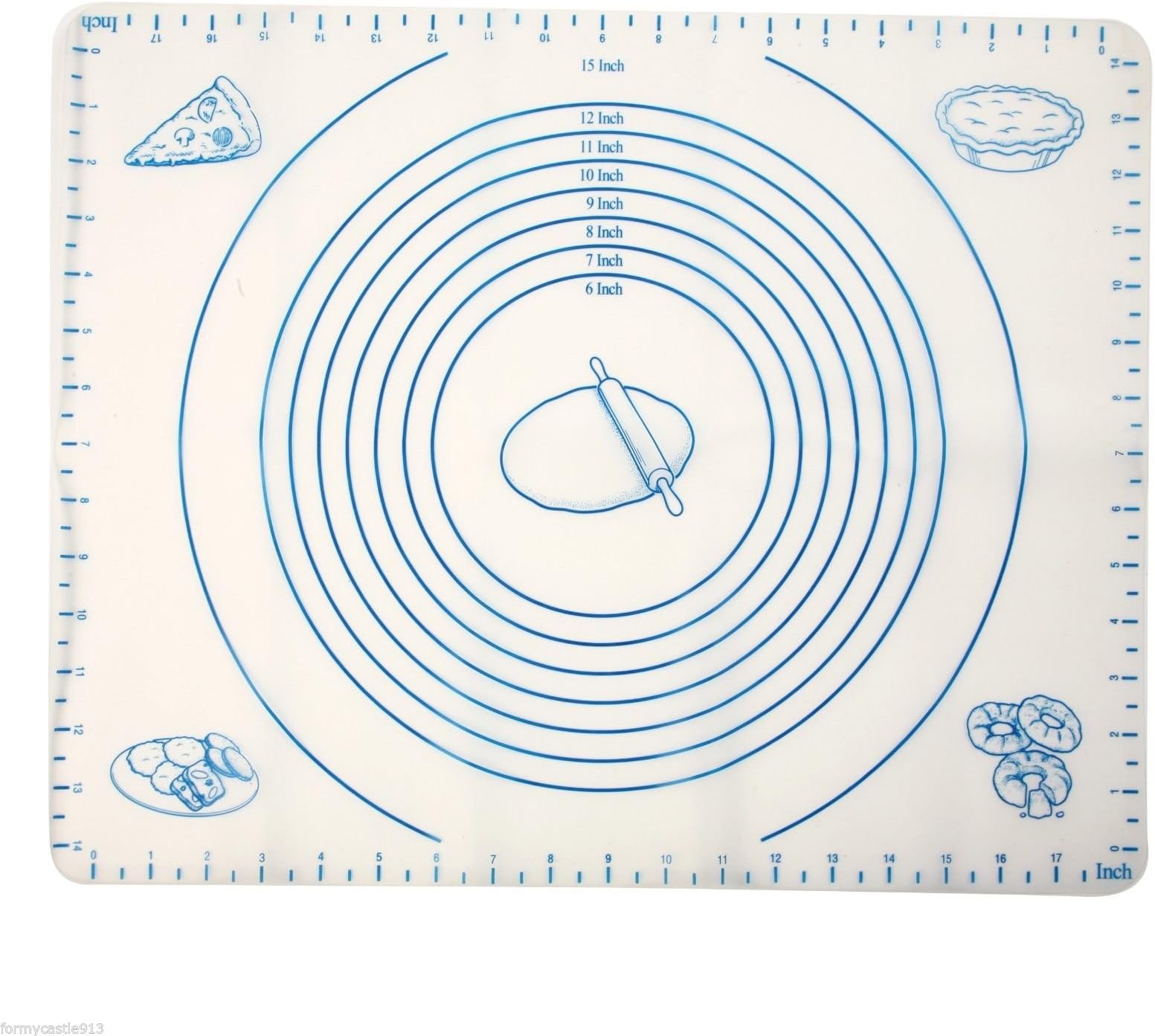 Silicone Pastry Mat Baking Sheet Liner with Measuring Dough or Pie Crusts