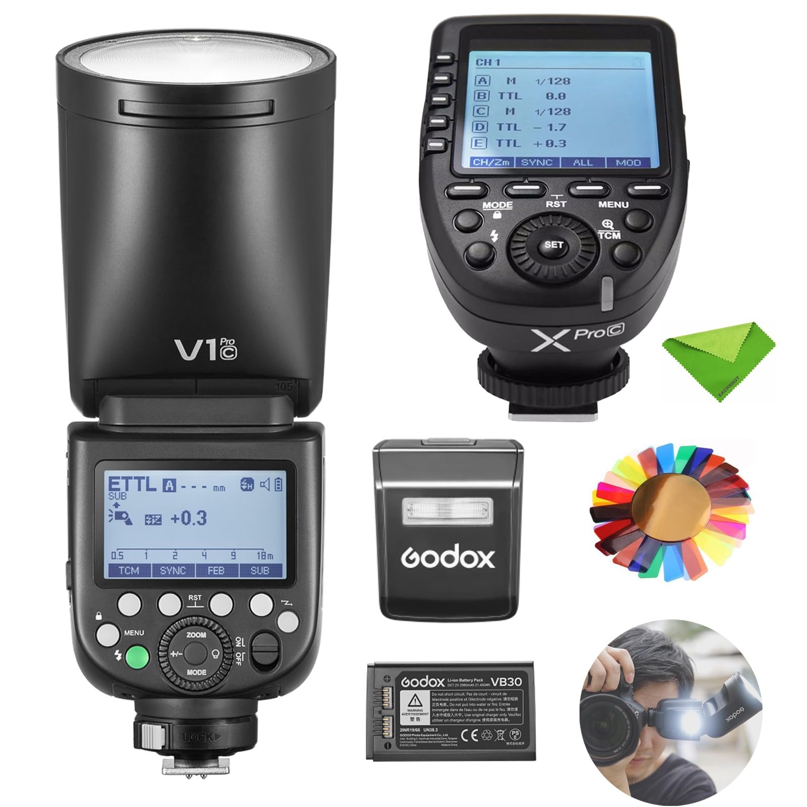 Godox V1-C フラッシュストロボ Canonカメラ対応 楽天市場】Godox V1Pro カメラフラッシュ 76Ws ストロボ TTL HSS