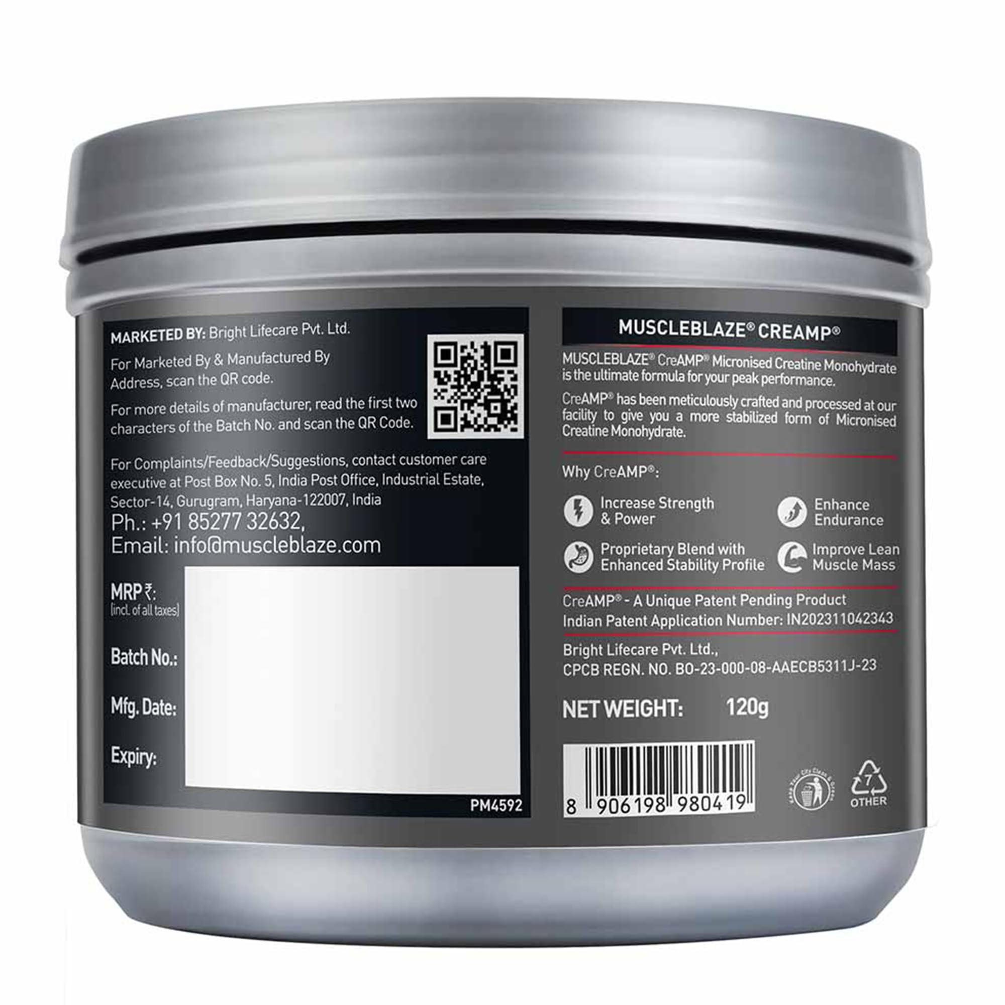 MuscleBlaze Micronised Creatine Monohydrate CreAMP Powder, 120g — Amazon image 7
